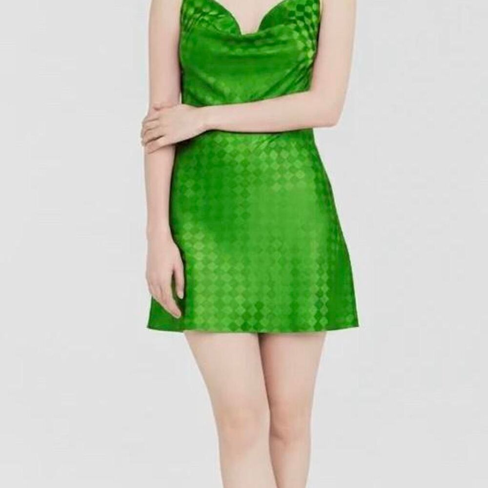 Miss Lola Checkerboard Cowl Neck Mini Dress